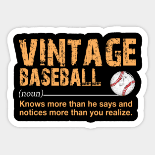 Vintage Baseball Definition Noun Costume Gift Sticker